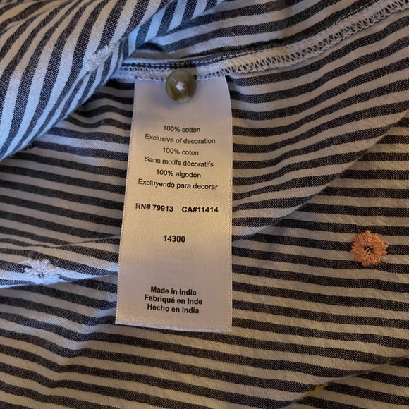 A Pea in the Pod | Adorable Striped Maternity Blouse with Embroidery | Size M - Picture 4 of 5